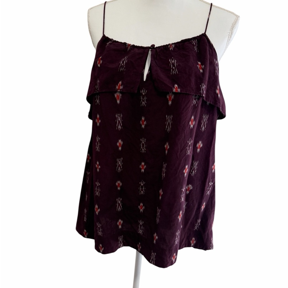 Madewell Plum Printed Spaghetti-Strap Ruffle Cami